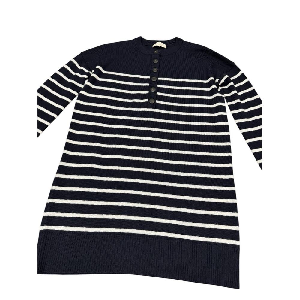Sezane Evelyn Navy White Striped Merino Wool Sweater Dress XS Knit - Picture 5 of 9